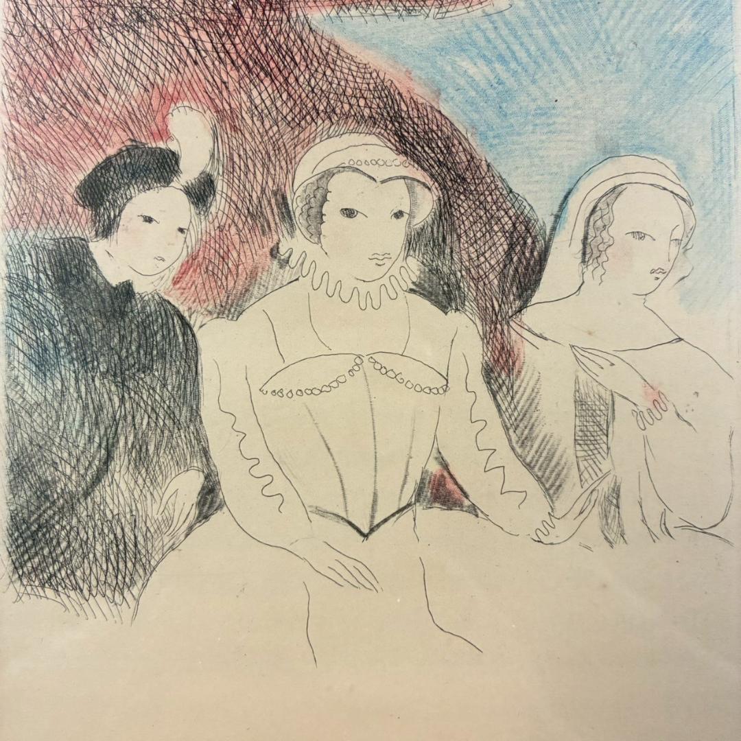 【出品3/3まで】美品 マリー・ローランサン「桟敷席」カラーエッチング 1947