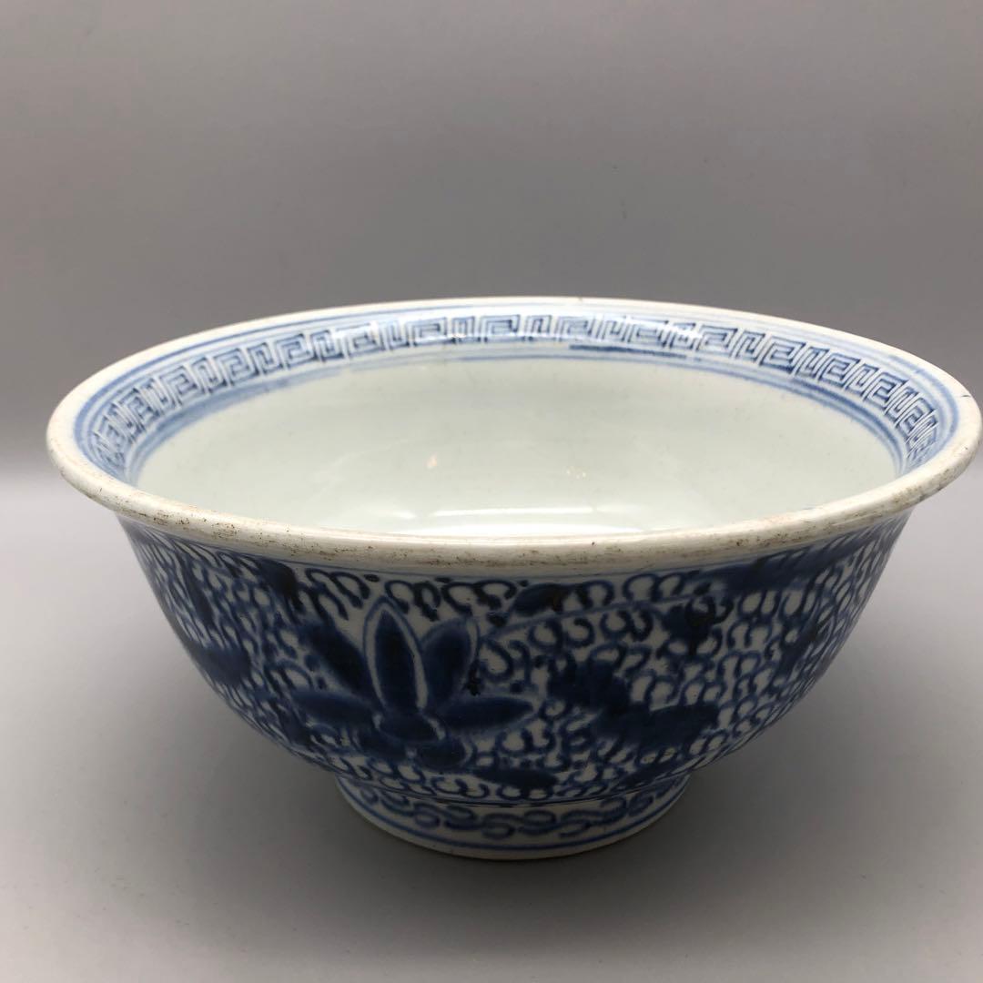 江戸時代古伊万里キリン麒麟染付け鉢ボウル21.5cm伊万里焼骨董品木箱付き