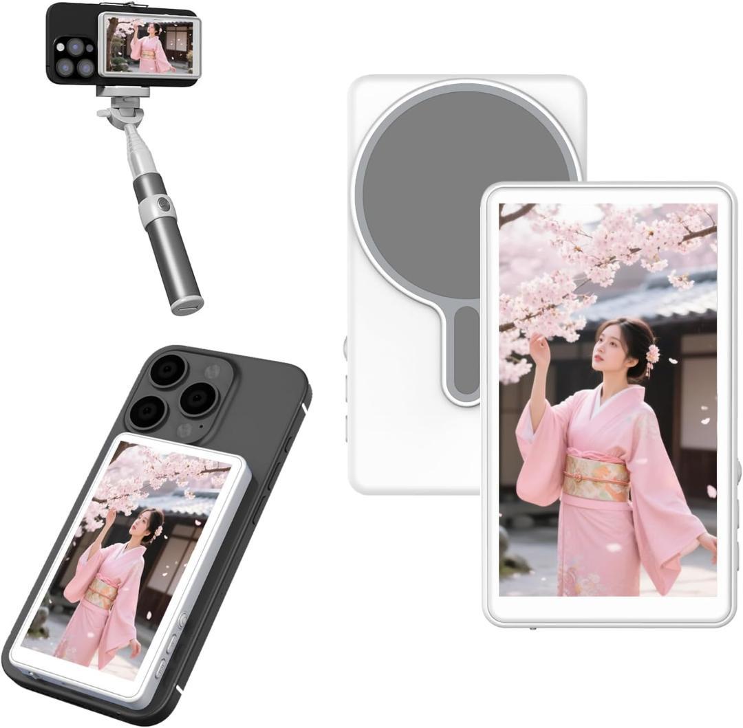 自撮りモニター 外付けスピーカースマホ自撮り ライブ再生 軽量