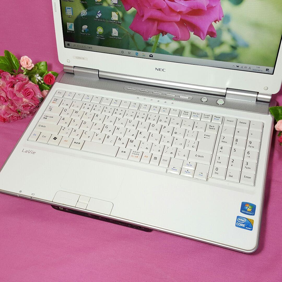 美品ホワイトNEC❥最新WIN10❥CORE-I3❥大容量500G❥メモリ4G