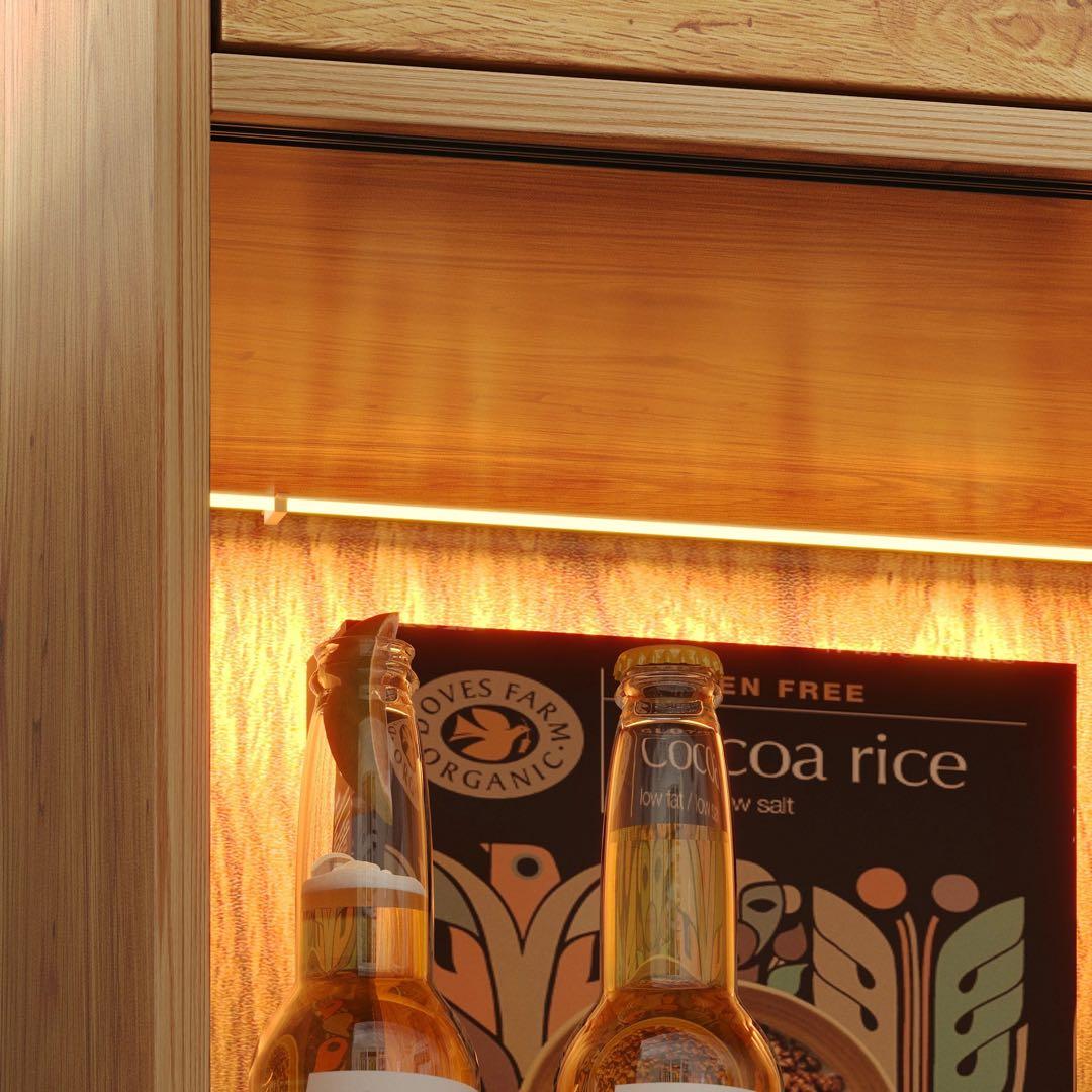 LEDライト付き 北欧風 おしゃれキャビネット サイドボード