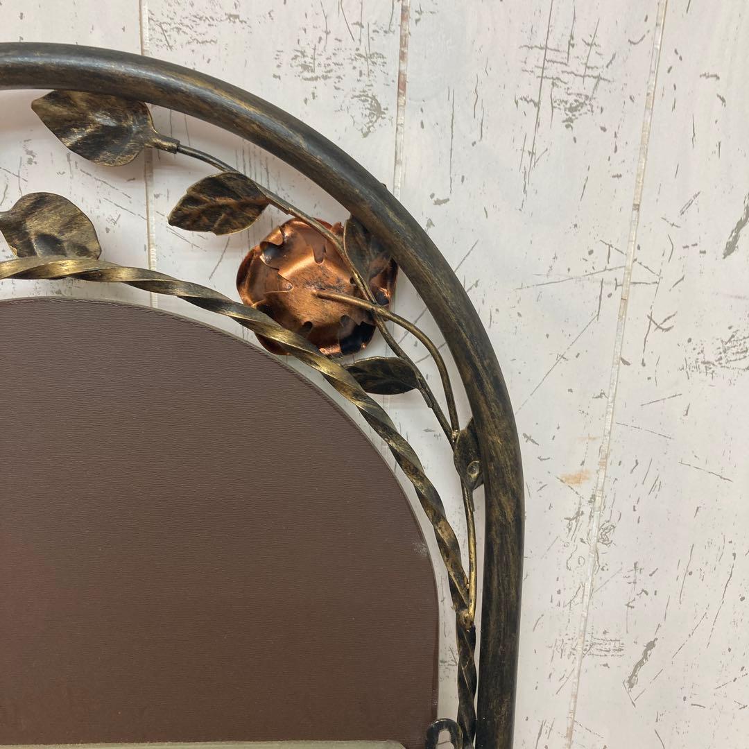 B-2 【アンティーク調】バラモチーフ アイアンフレーム 姿見 全身鏡 壁掛け・