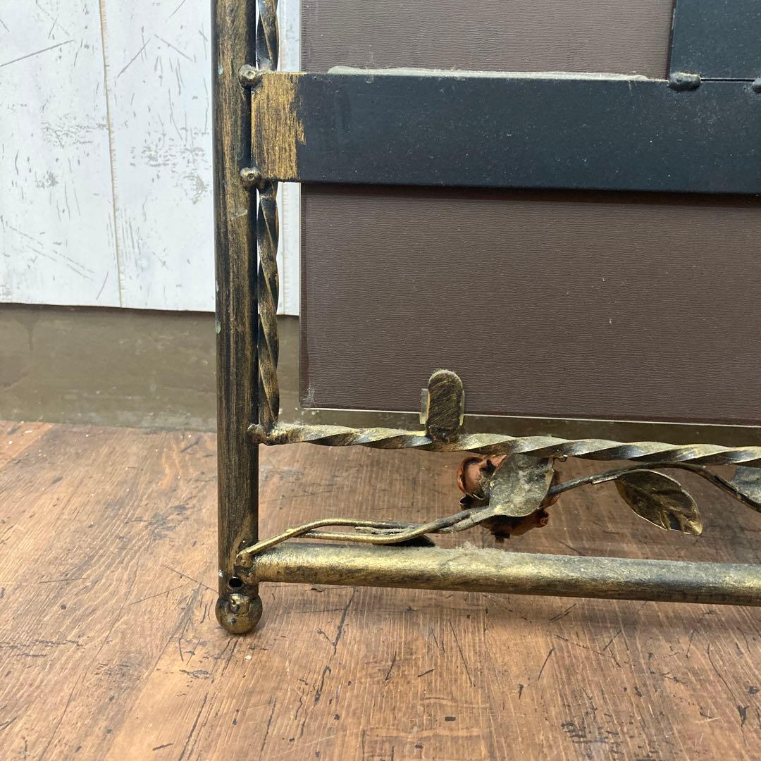 B-2 【アンティーク調】バラモチーフ アイアンフレーム 姿見 全身鏡 壁掛け・