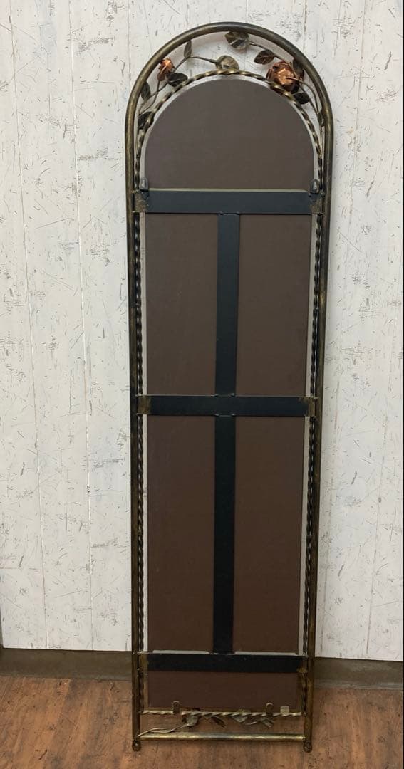 B-2 【アンティーク調】バラモチーフ アイアンフレーム 姿見 全身鏡 壁掛け・
