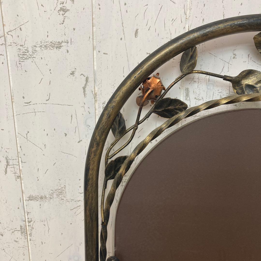 B-2 【アンティーク調】バラモチーフ アイアンフレーム 姿見 全身鏡 壁掛け・