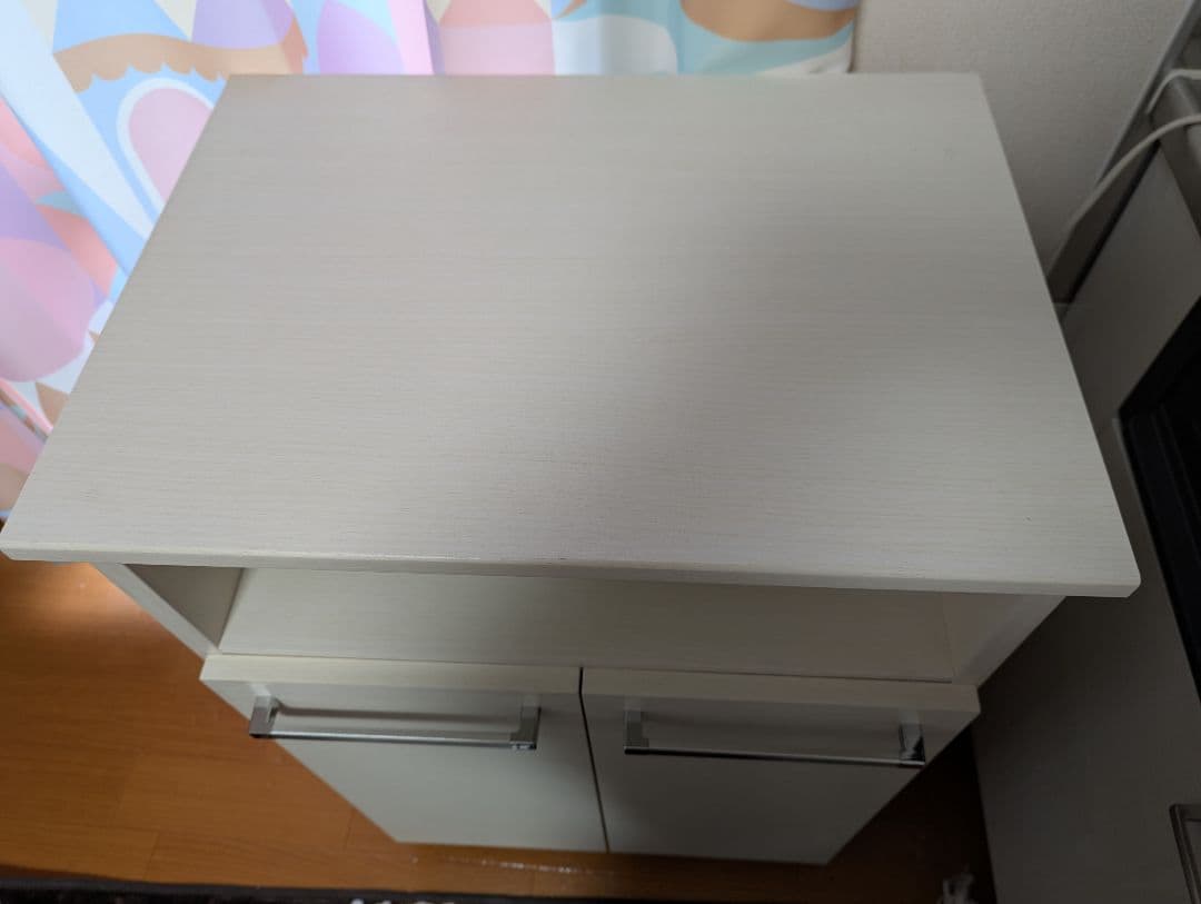 ホワイト キッチンカウンター キャスター付き