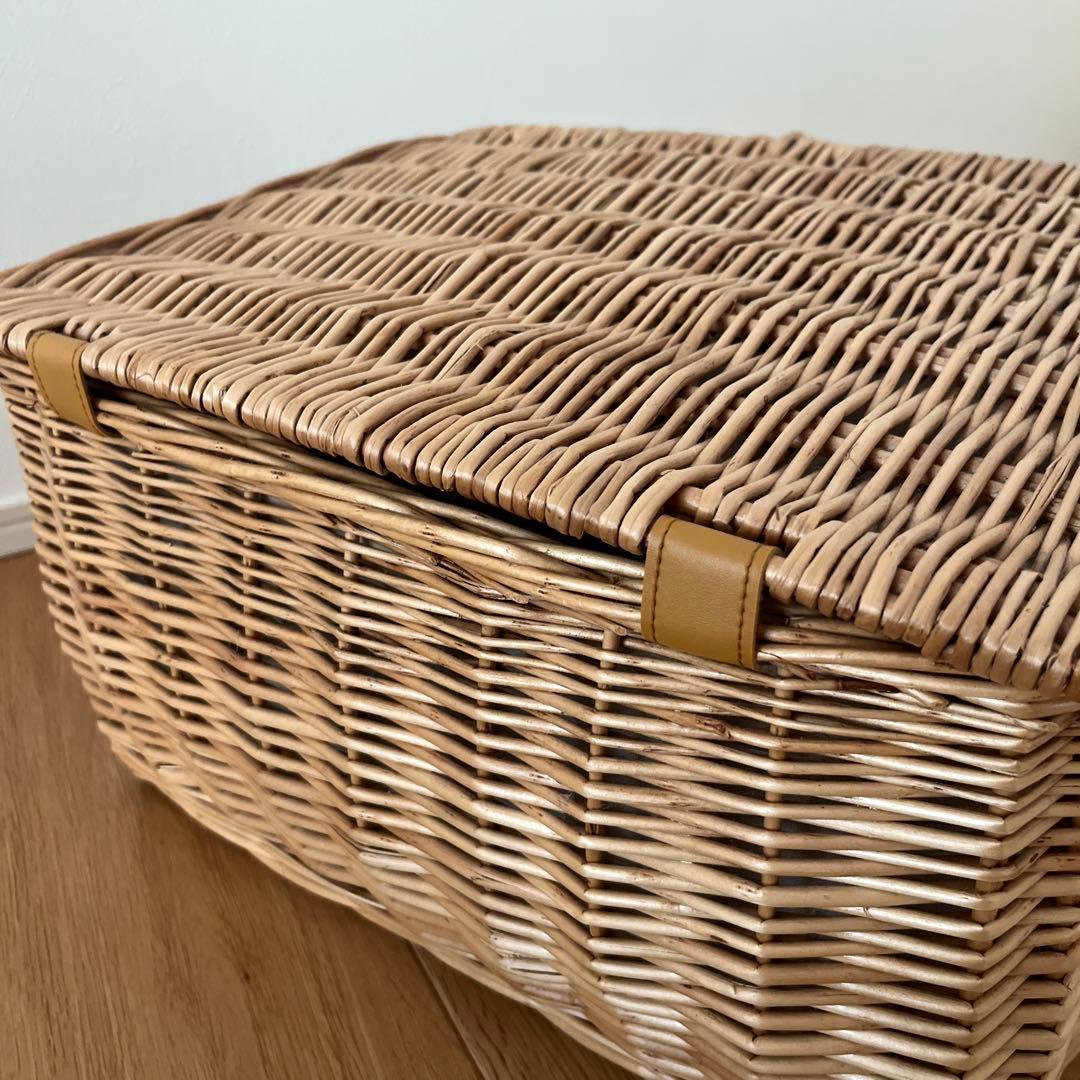 籐製バスケット3つセット　ピクニックバスケット　かご　籠　バスケット