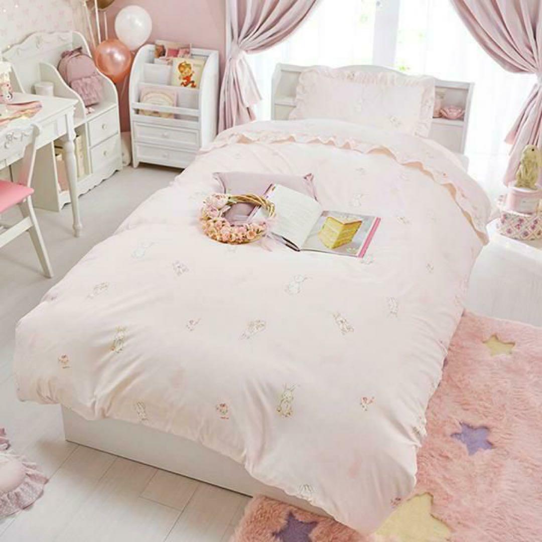ロマプリ/ロマンティックプリンセス/うさぎ柄ピンク布団ベッドカバー/セミダブル
