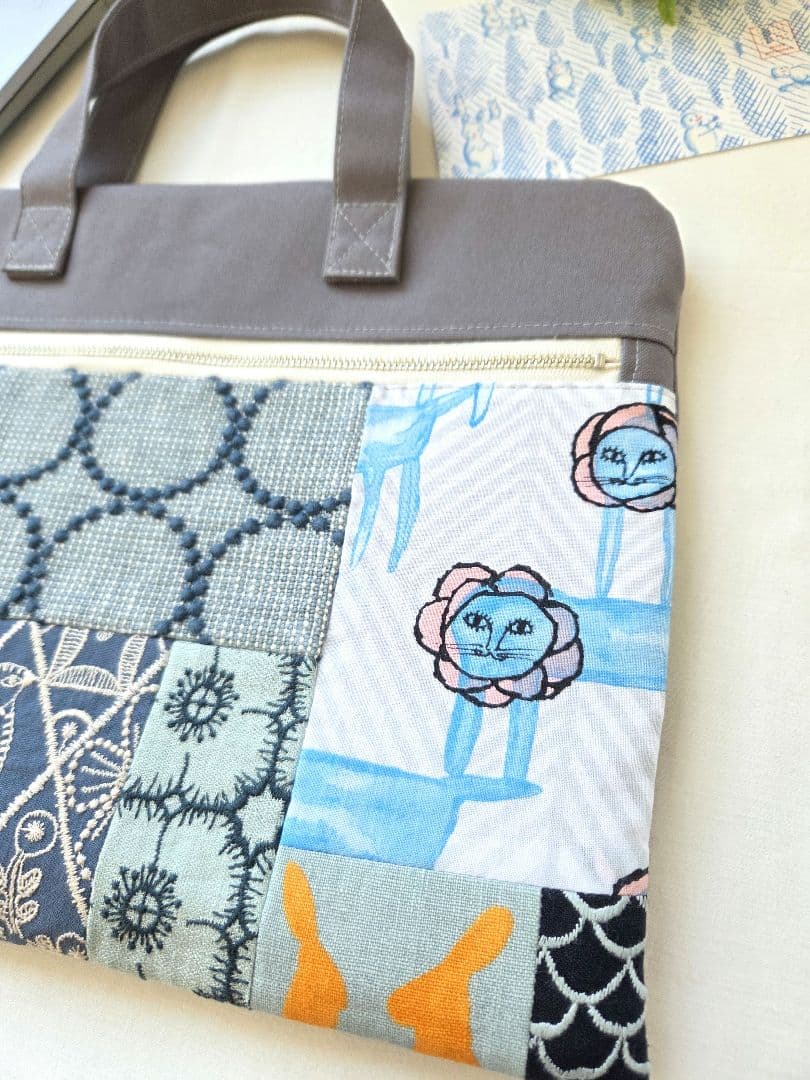 パッチワーク①　ミナペルホネン■ハンドメイド　PC bag パソコンバッグ