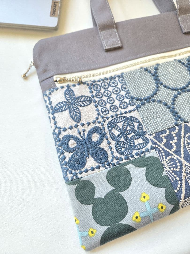 パッチワーク①　ミナペルホネン■ハンドメイド　PC bag パソコンバッグ