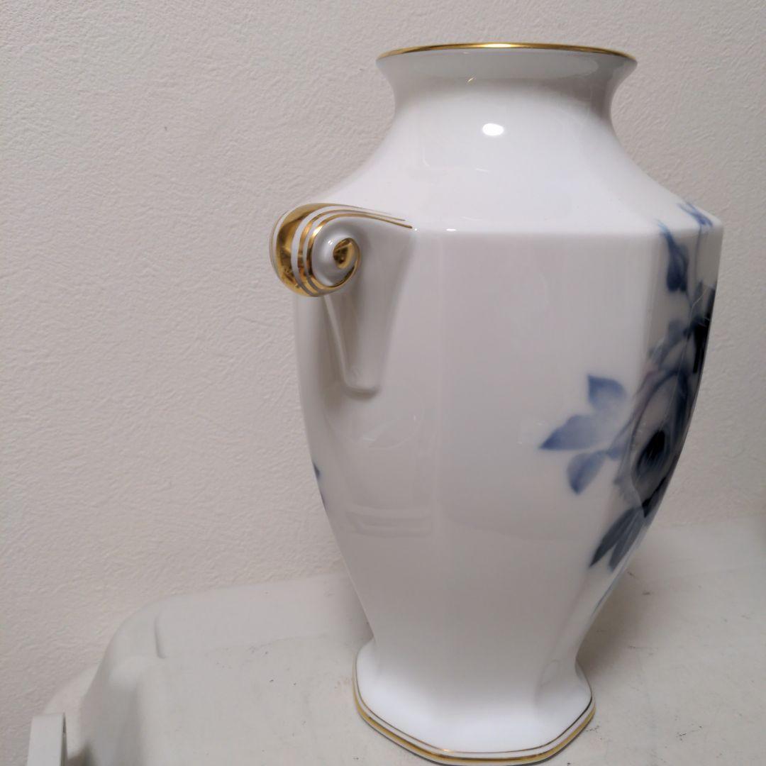 大倉陶園　ブルーローズ　花瓶　フラワーベース　花入　花器　インテリア