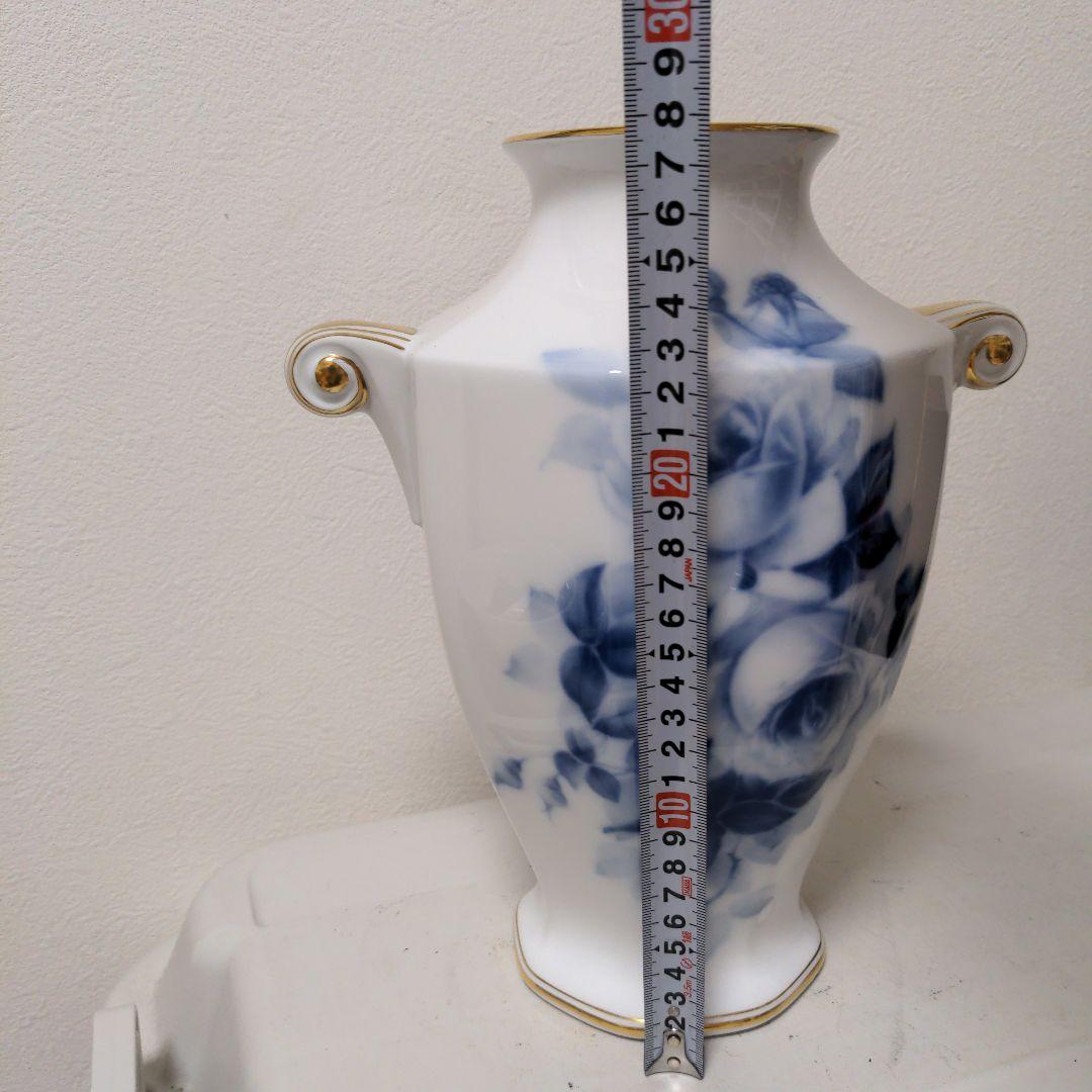 大倉陶園　ブルーローズ　花瓶　フラワーベース　花入　花器　インテリア