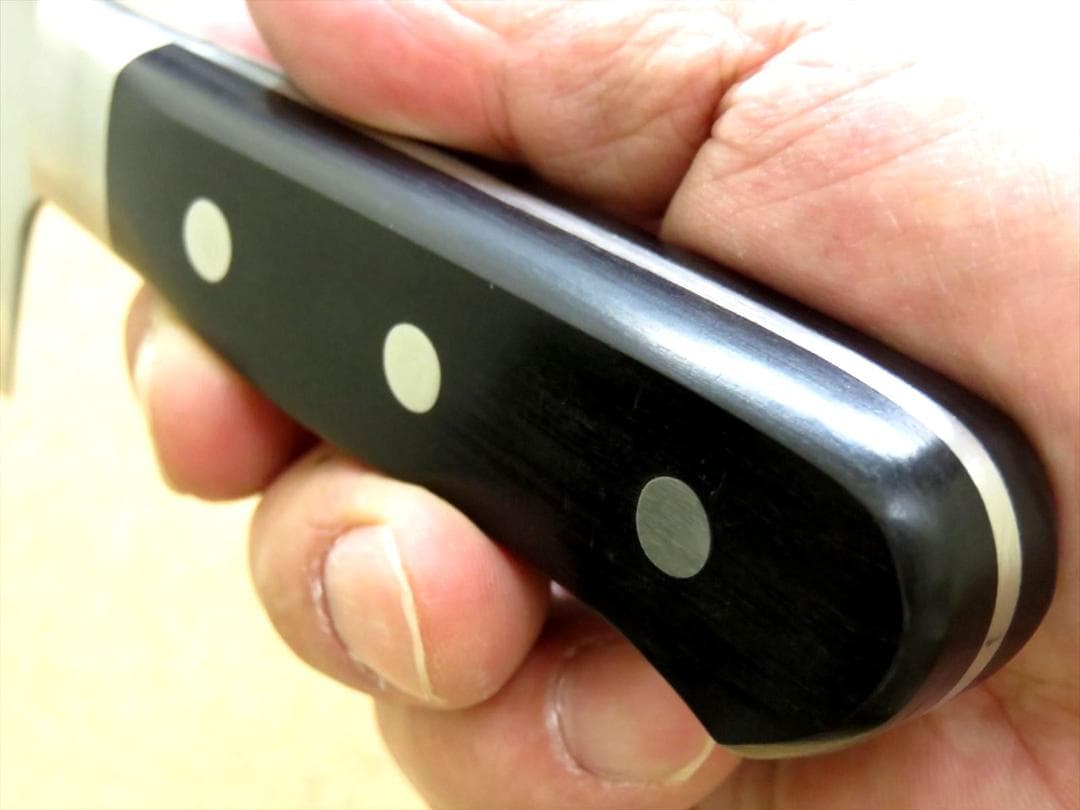 関の刃物 サーモン三徳包丁 175mm モリブデン 口金付 ディンプル 両刃万能