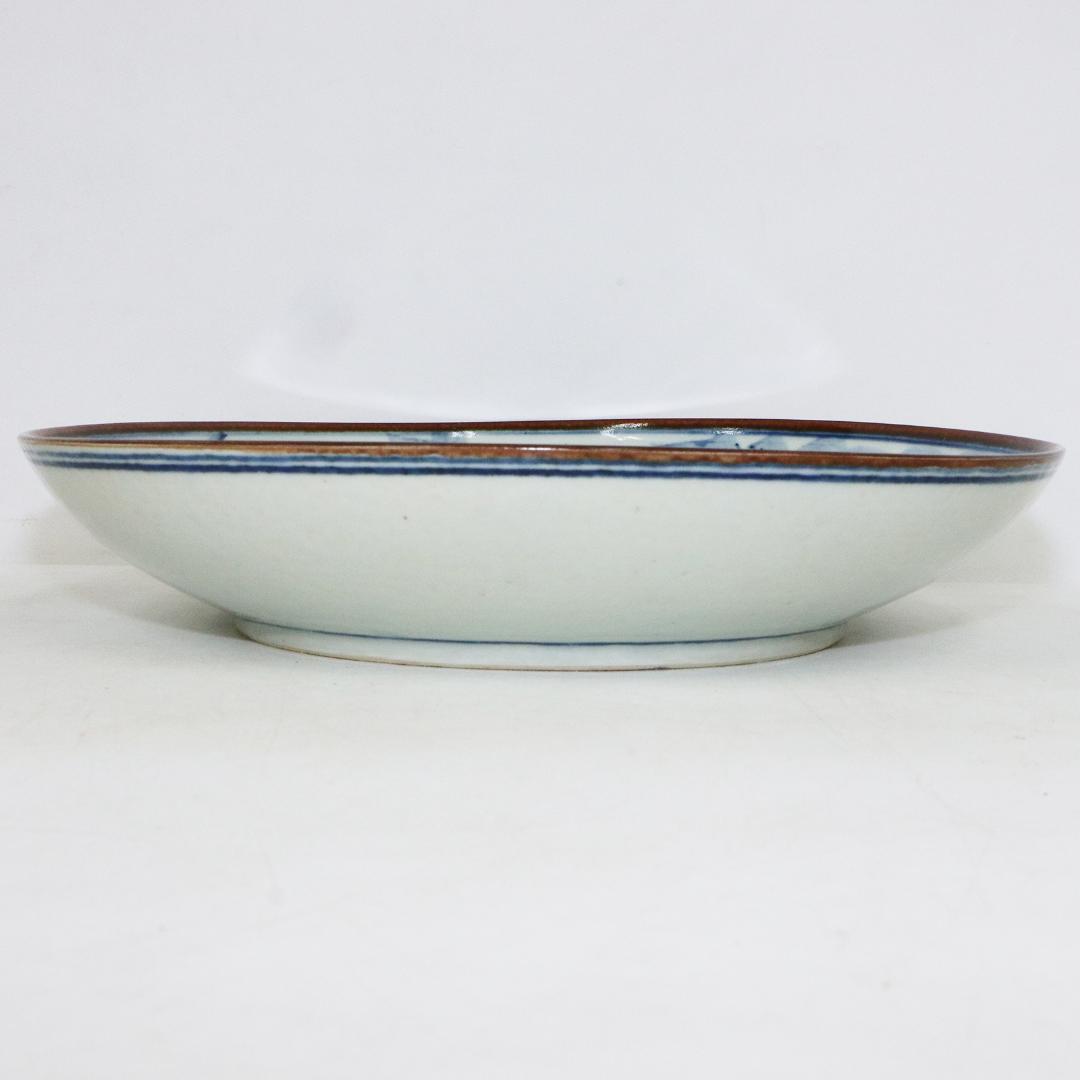 中国古玩 大明萬暦年製 取皿 山水人物図 染付青磁