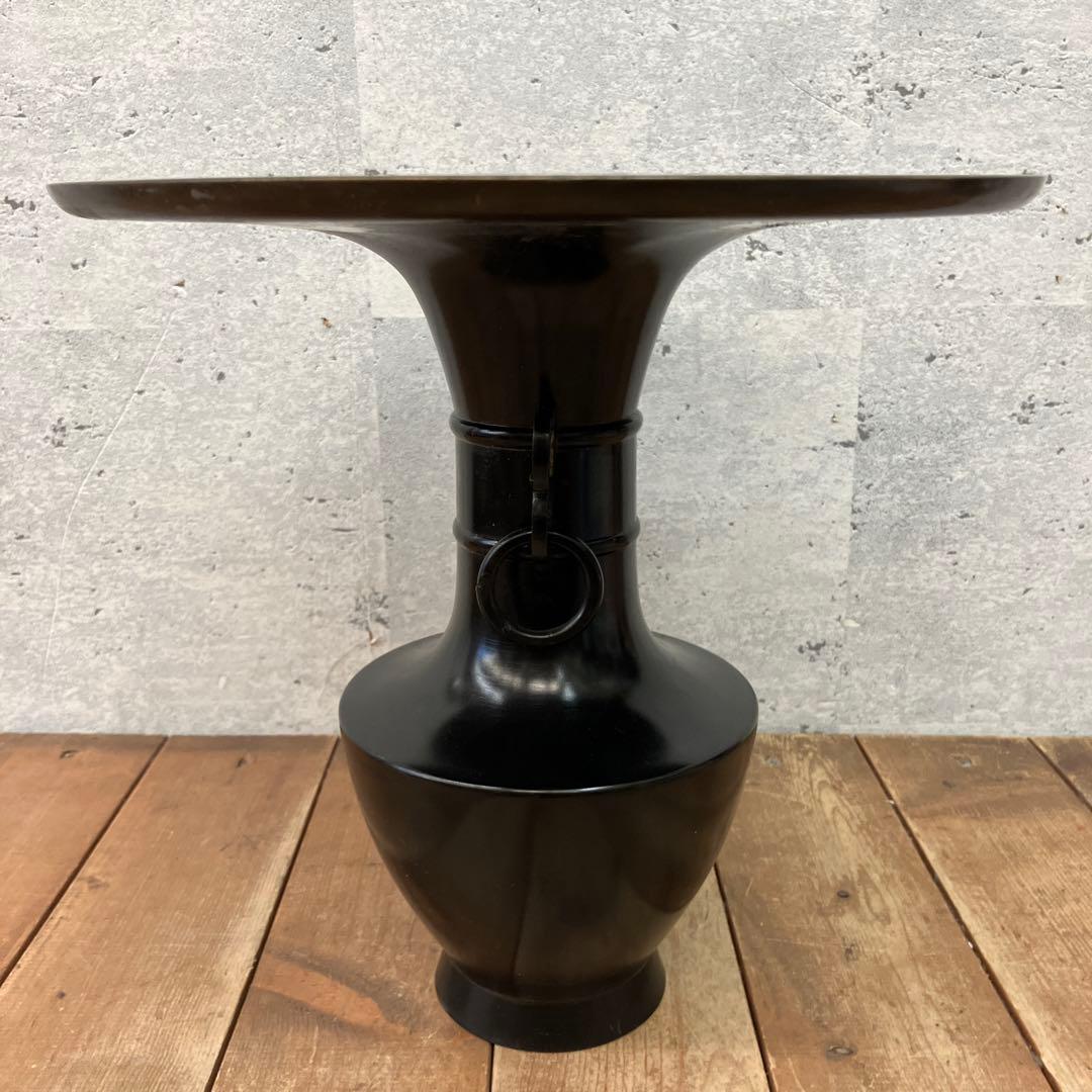 唐銅 池坊 遊環 双耳 薄端 唐金 銅製 華道具 立花瓶 花瓶 花入れ 花立て