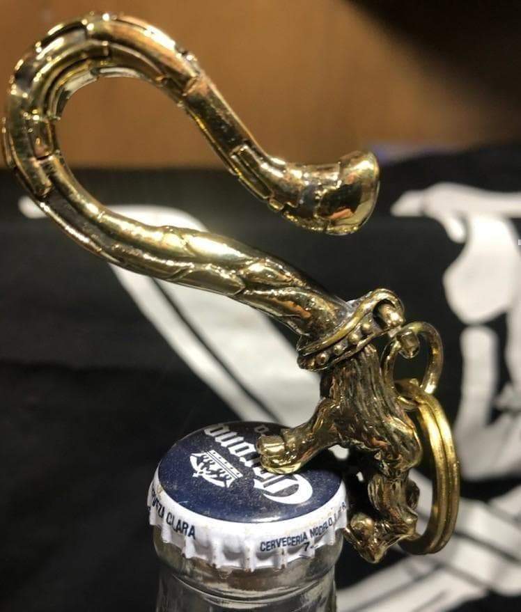 栓抜き！真鍮製（ブラス）★ハンド・キーフック★ウォレットチェーン接続★