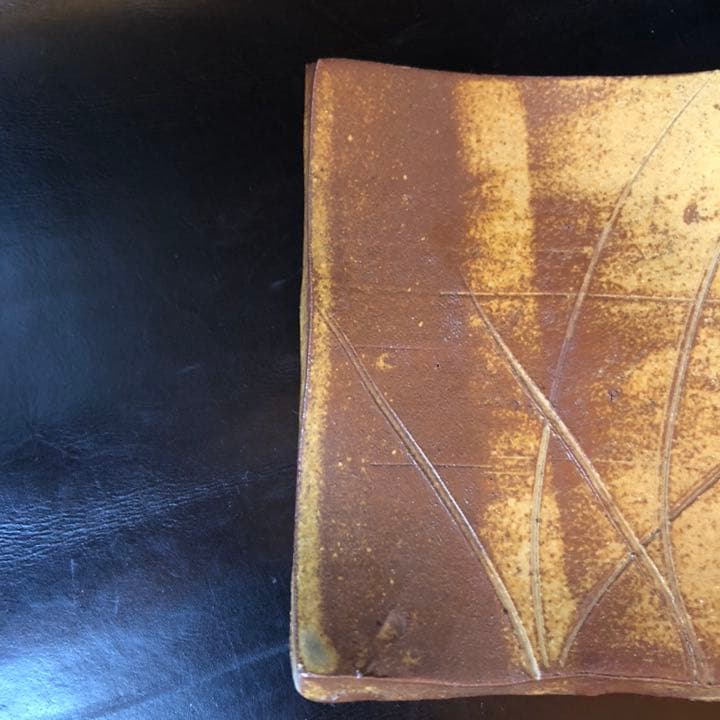 古美術品◼️お茶室よりステキな雰囲気の菓子皿が出てきました、茶道具、備前焼、角皿