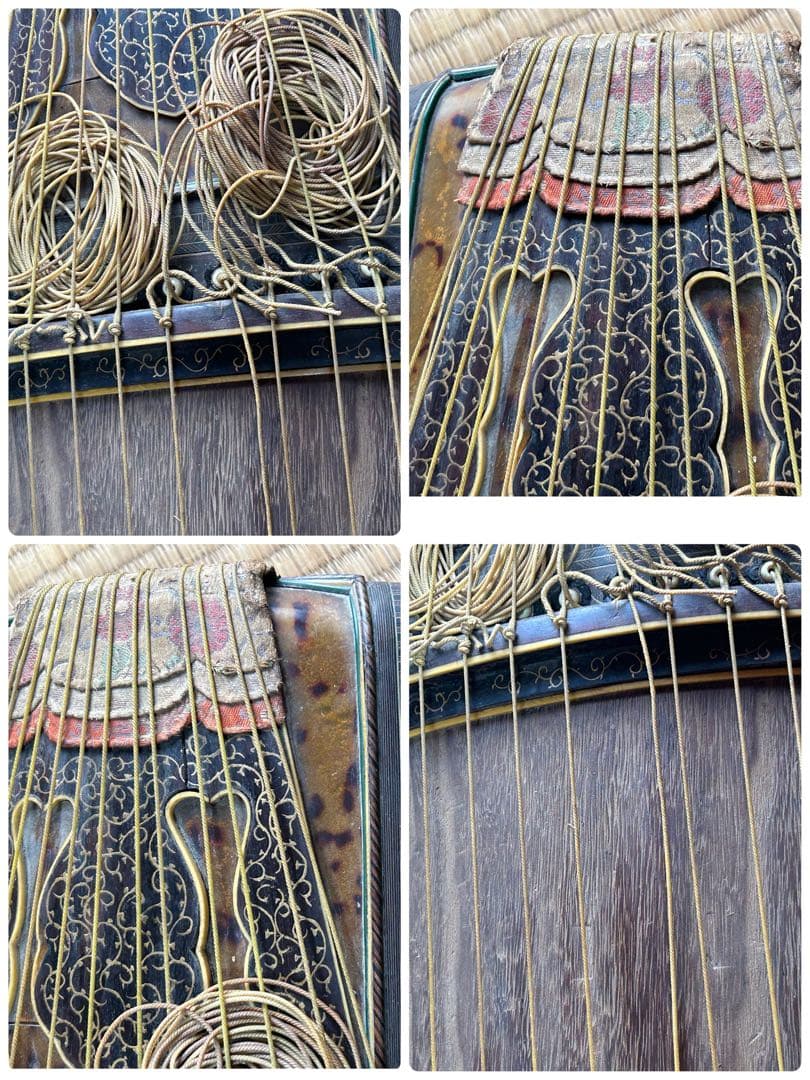 希少　琴　筝　13弦　鼈甲　蒔絵　琴柱　弦楽器　工芸品　源氏物語　ダメージ品