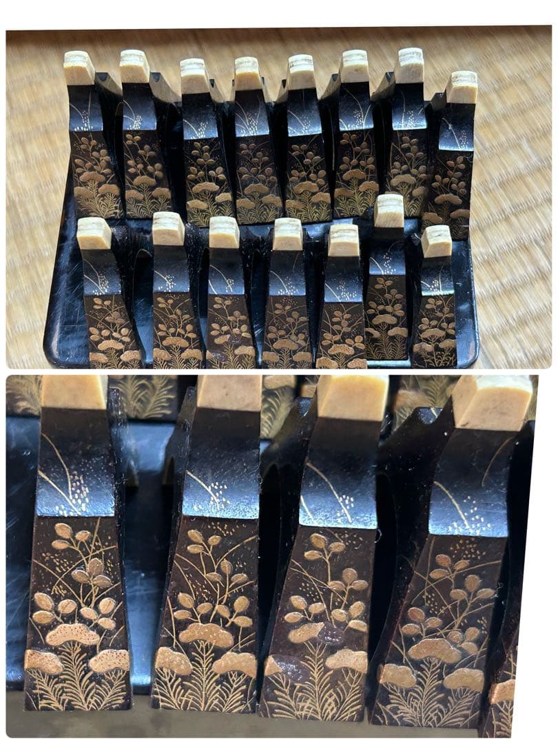 希少　琴　筝　13弦　鼈甲　蒔絵　琴柱　弦楽器　工芸品　源氏物語　ダメージ品