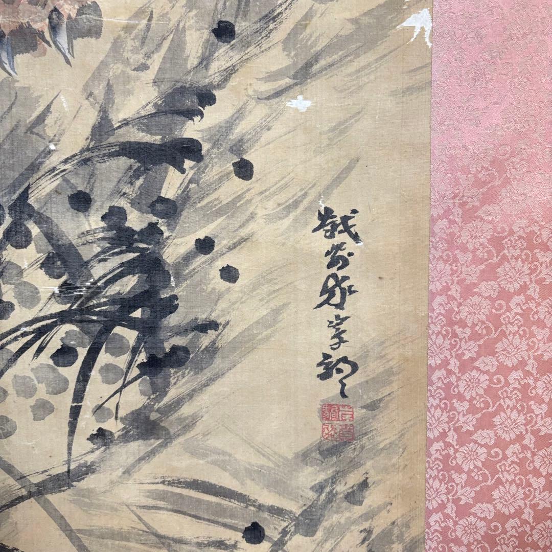 掛軸 虎 在銘 落款 肉筆 干支 寅 Z12