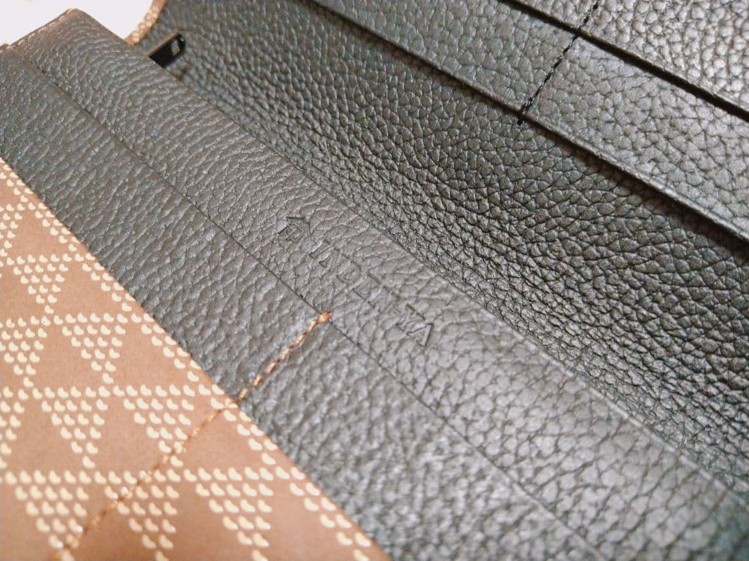 印傳屋 長財布 波うろこ柄 茶×白