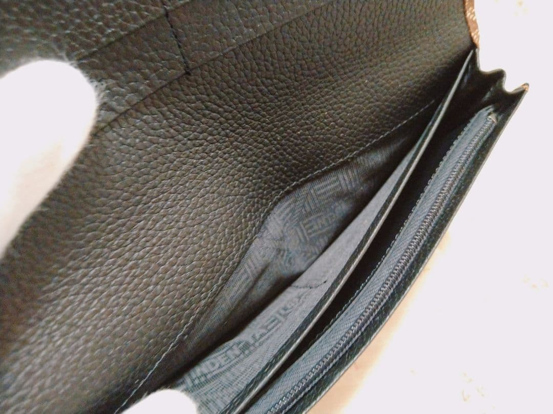 印傳屋 長財布 波うろこ柄 茶×白