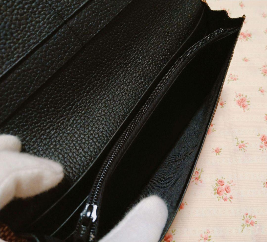 印傳屋 長財布 波うろこ柄 茶×白