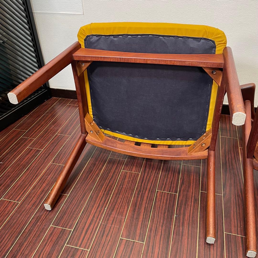 座面新品張替え済み ビンテージ アームチェア 2脚セット チーク材