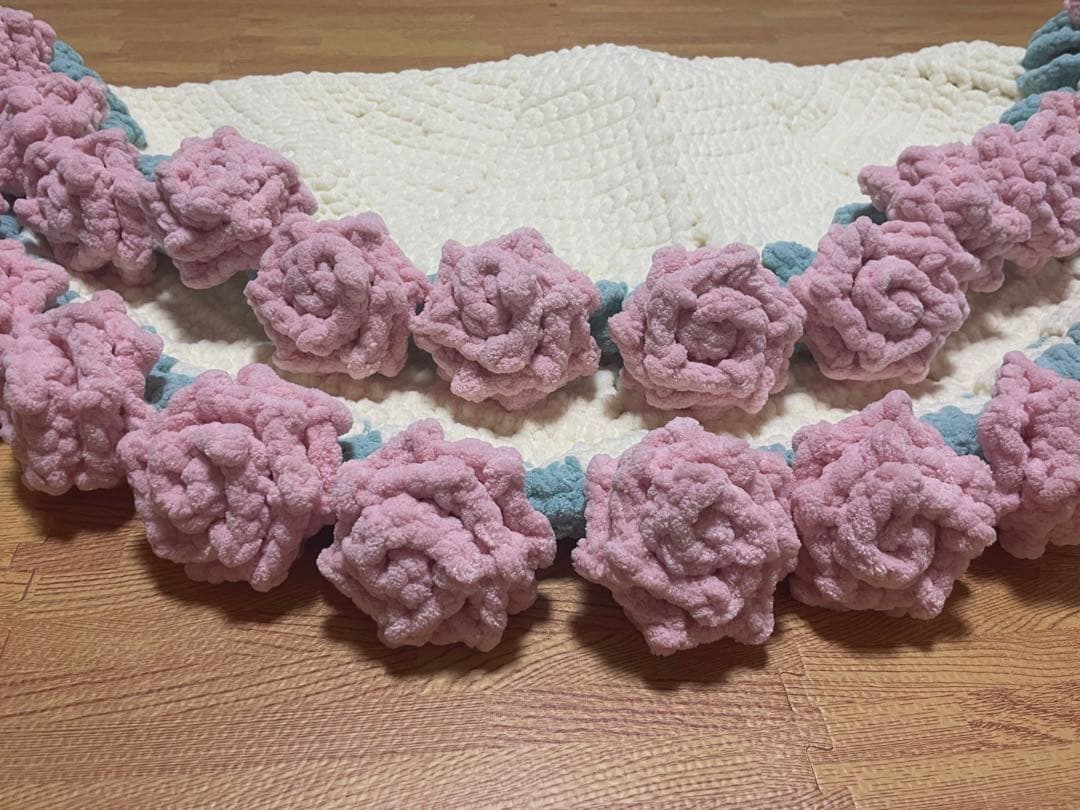 花束ブランケット　ブランケット　直径約78cm 大きい花　バラ