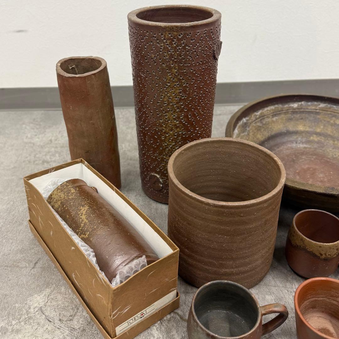 SNT1680 大量!! 備前焼 大鉢 花入 宝瓶 湯呑み 煎茶椀他 40点以上