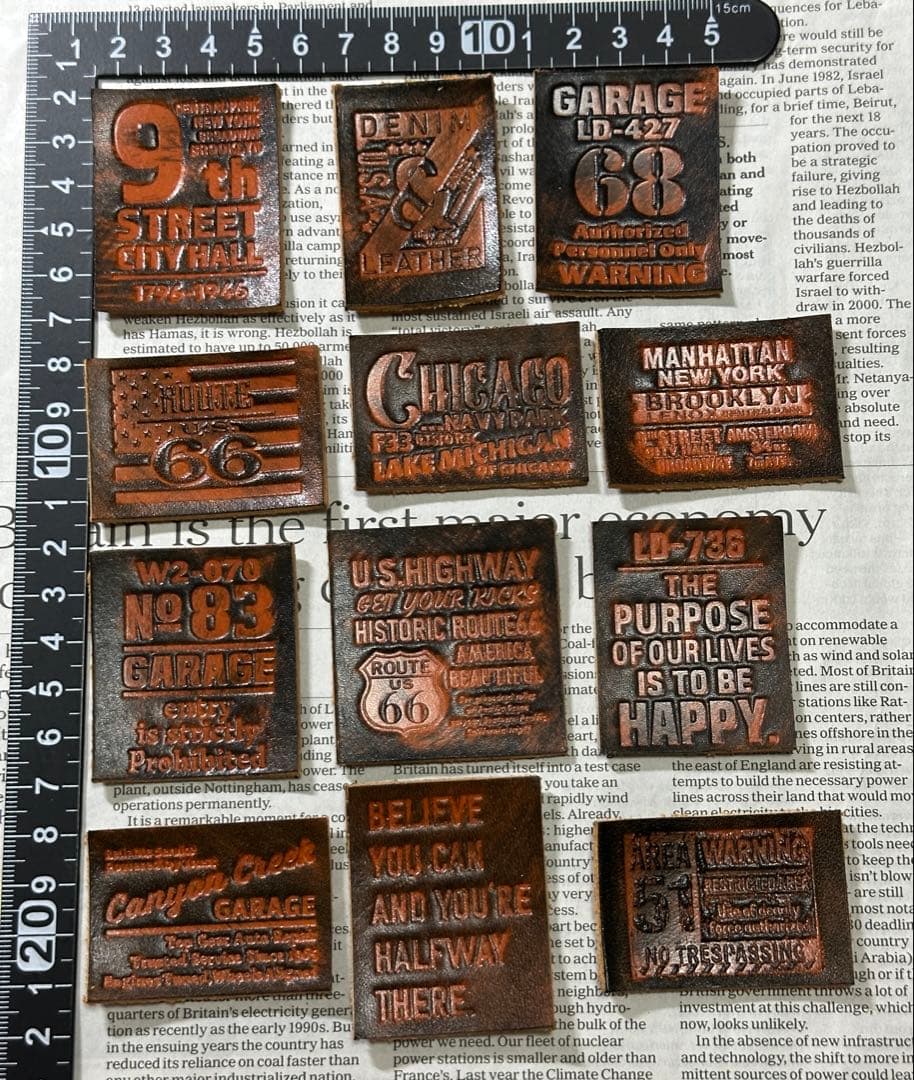 No.649 染色タグ 革タグ 刻印タグ ハンドメイド