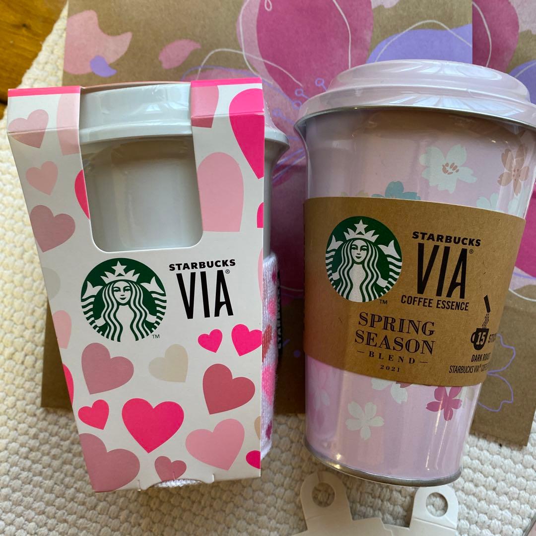 新品　スターバックス　桜クッキー缶　ヴィア缶　さくら　紙袋つき