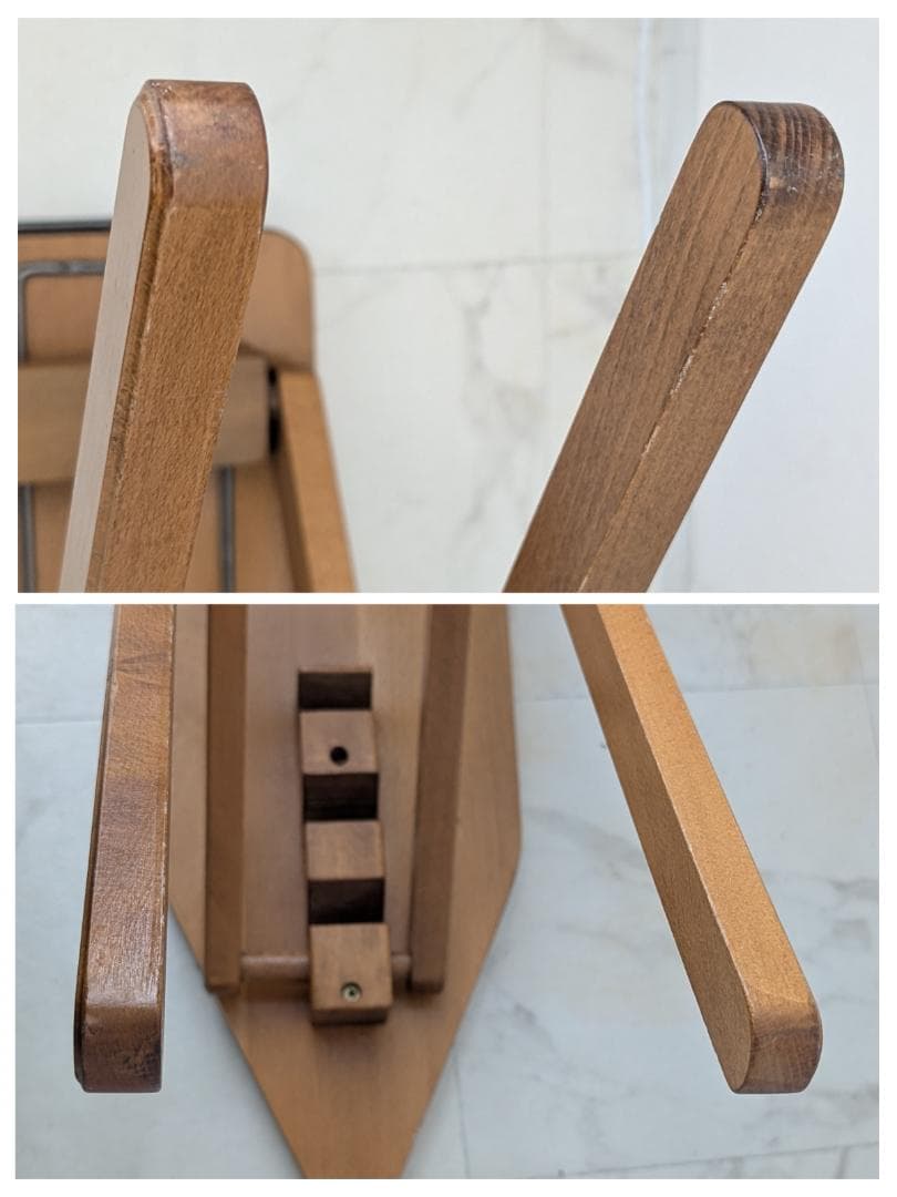 ビンテージ 無垢材 木製 小さめ アイロン台 折りたたみ テーブル 高さ調節