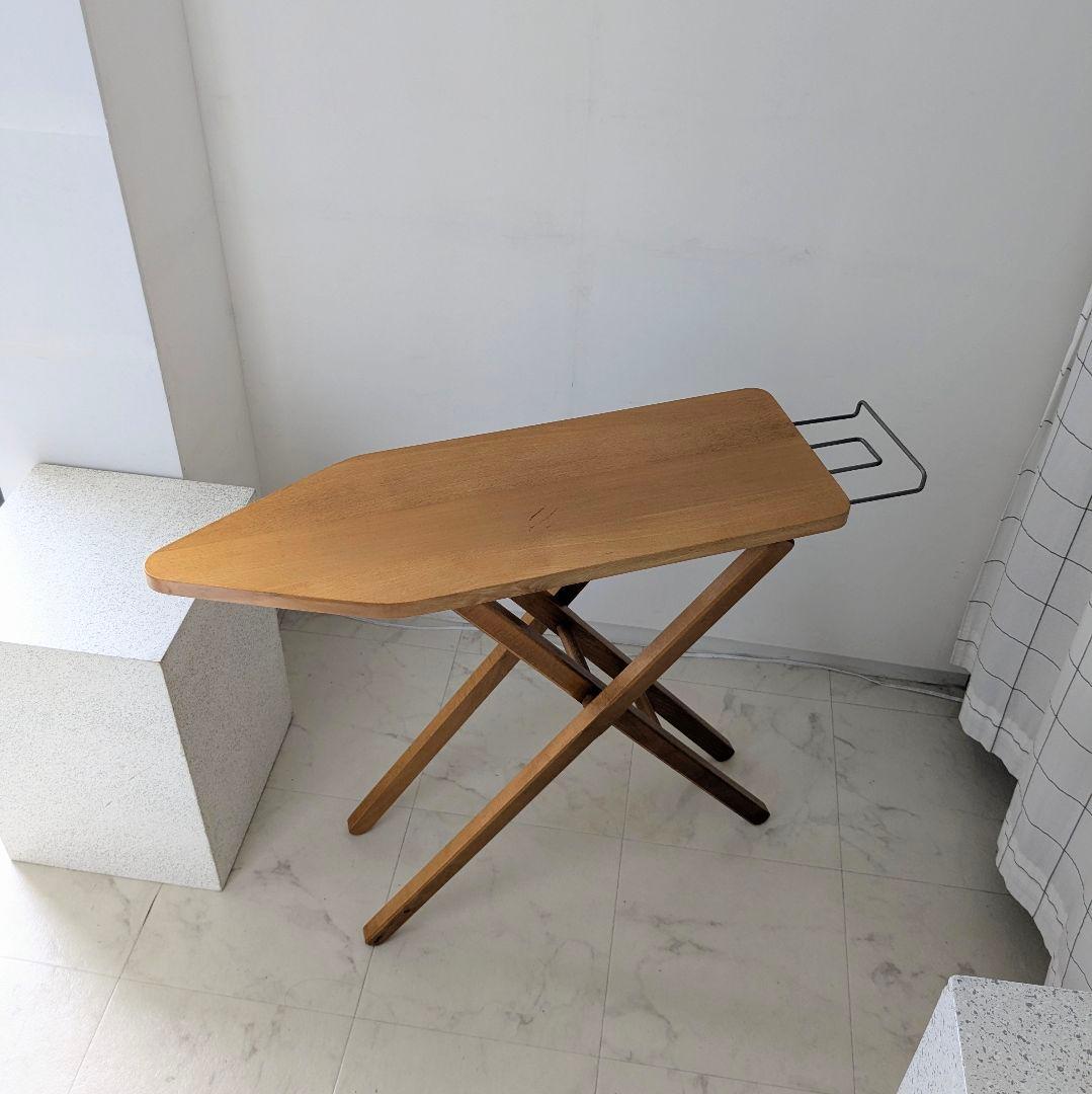 ビンテージ 無垢材 木製 小さめ アイロン台 折りたたみ テーブル 高さ調節