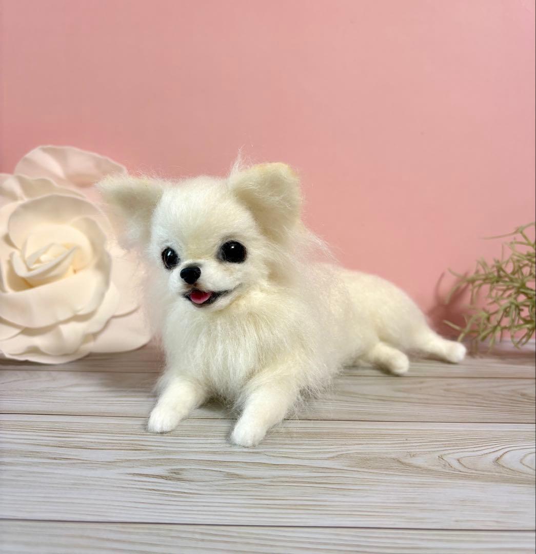 羊毛犬　羊毛フェルト　にこにこチワワ