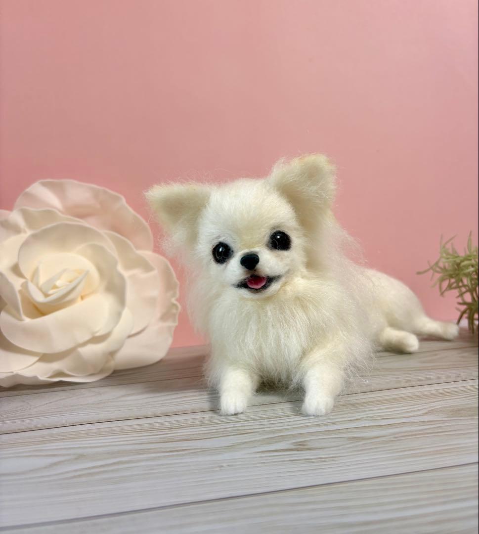 羊毛犬　羊毛フェルト　にこにこチワワ