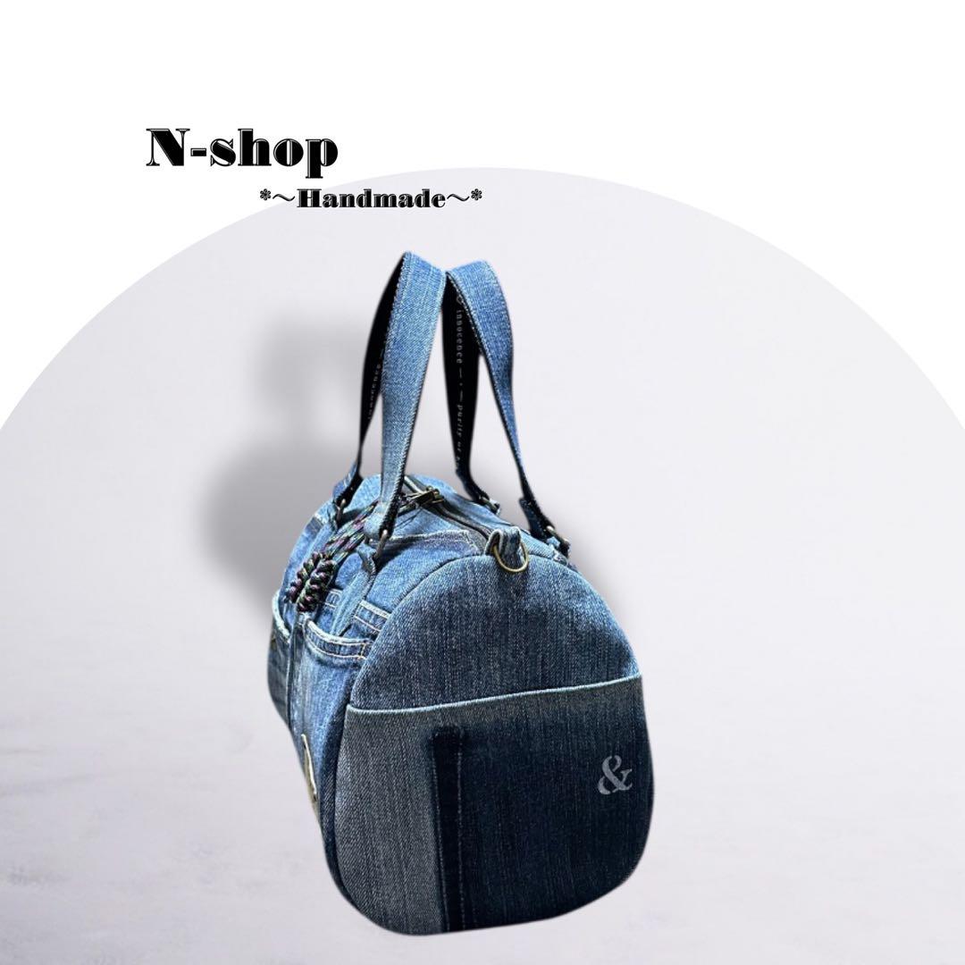 ☆デニムリメイク☆ボストンバッグ(レギュラーサイズ)❥ハンドメイド❥