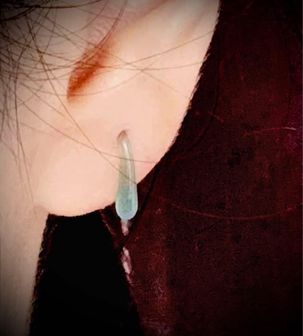 [P400-001] 翡翠　ピアス　天然石　グアテマラ産　ブルーグリーン