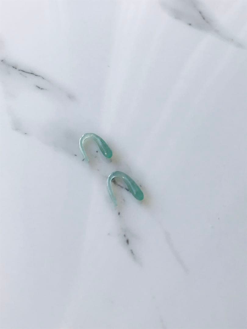 [P400-001] 翡翠　ピアス　天然石　グアテマラ産　ブルーグリーン