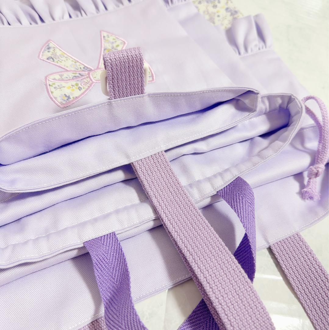 入園入学 3点セット レッスンバッグ 上履き入れ パープル　花柄 紫 体操着袋