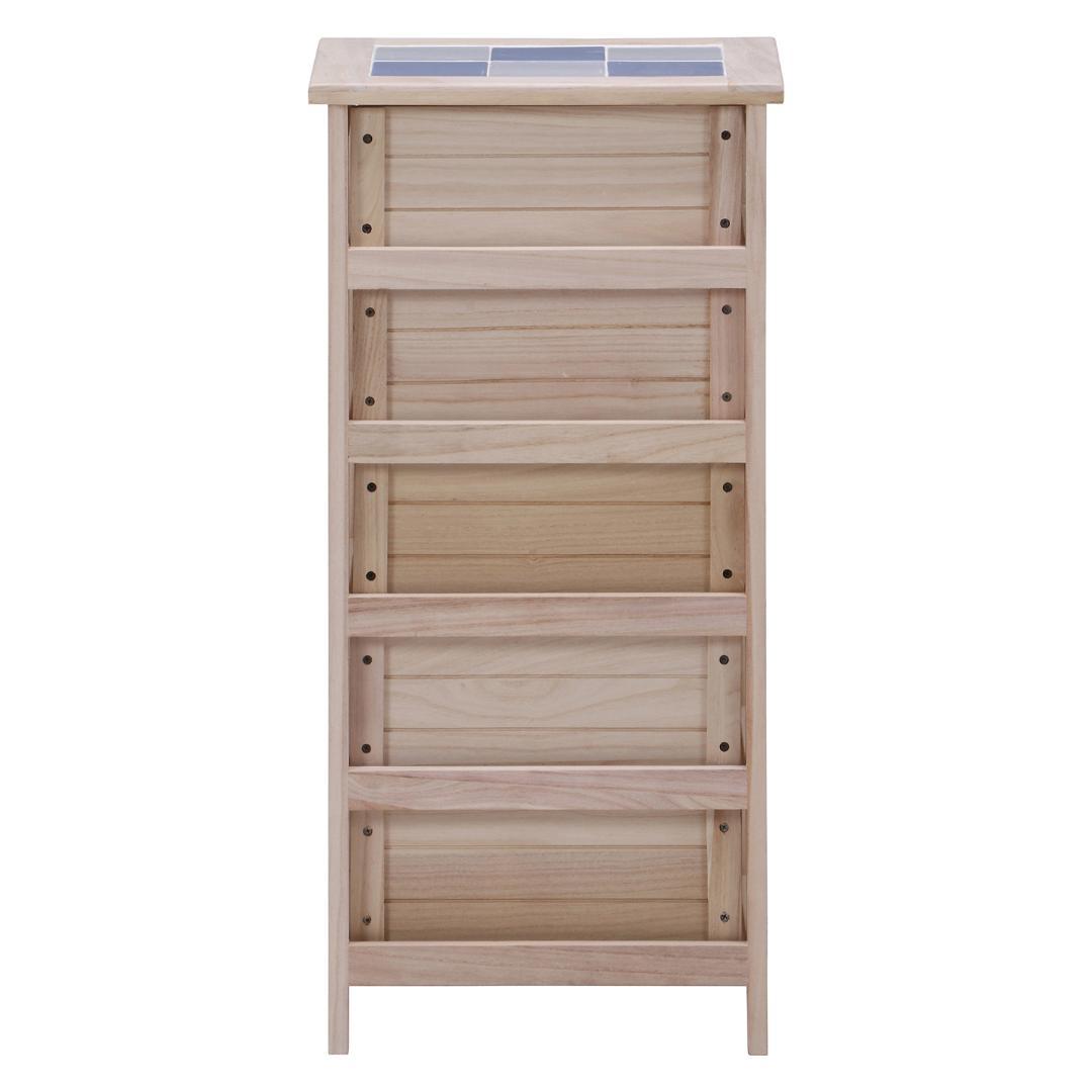 タイル天板付きマルチチェスト 桐製 ナチュラルカントリー 5段