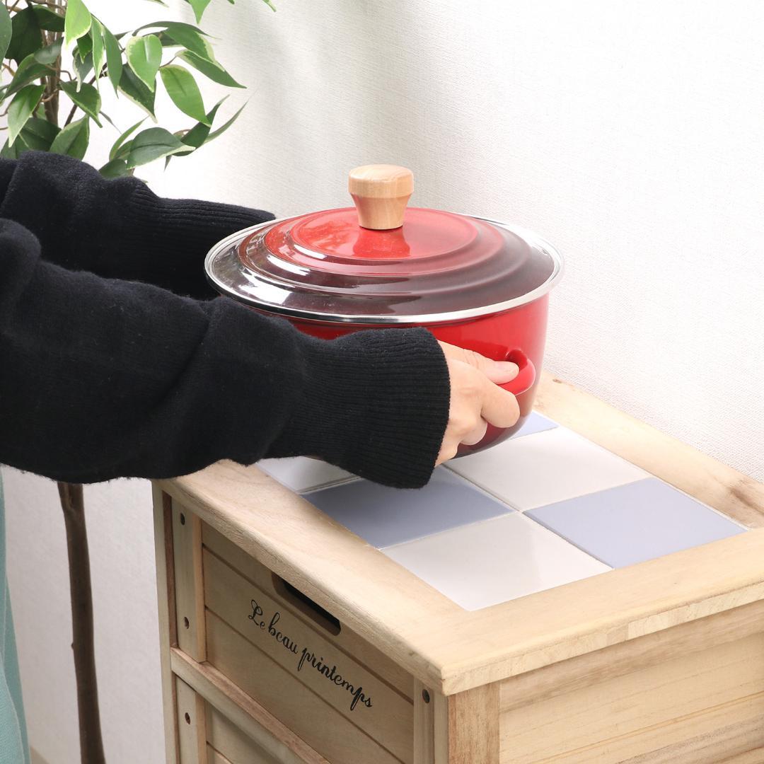 タイル天板付きマルチチェスト 桐製 ナチュラルカントリー 5段