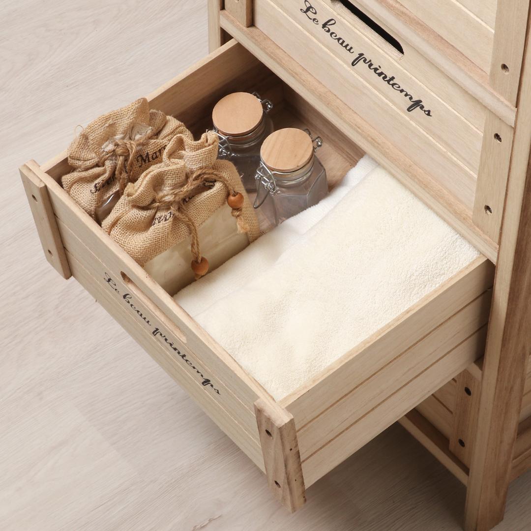 タイル天板付きマルチチェスト 桐製 ナチュラルカントリー 5段