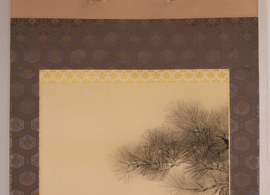 【真作】日本画 北沢利輝 菅公御尊像 菅原道真公 絹本 掛軸 二重箱 MB227