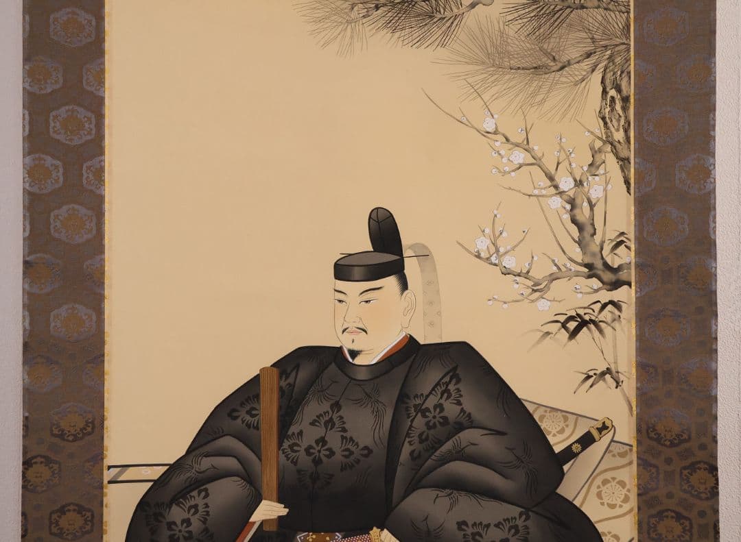 【真作】日本画 北沢利輝 菅公御尊像 菅原道真公 絹本 掛軸 二重箱 MB227