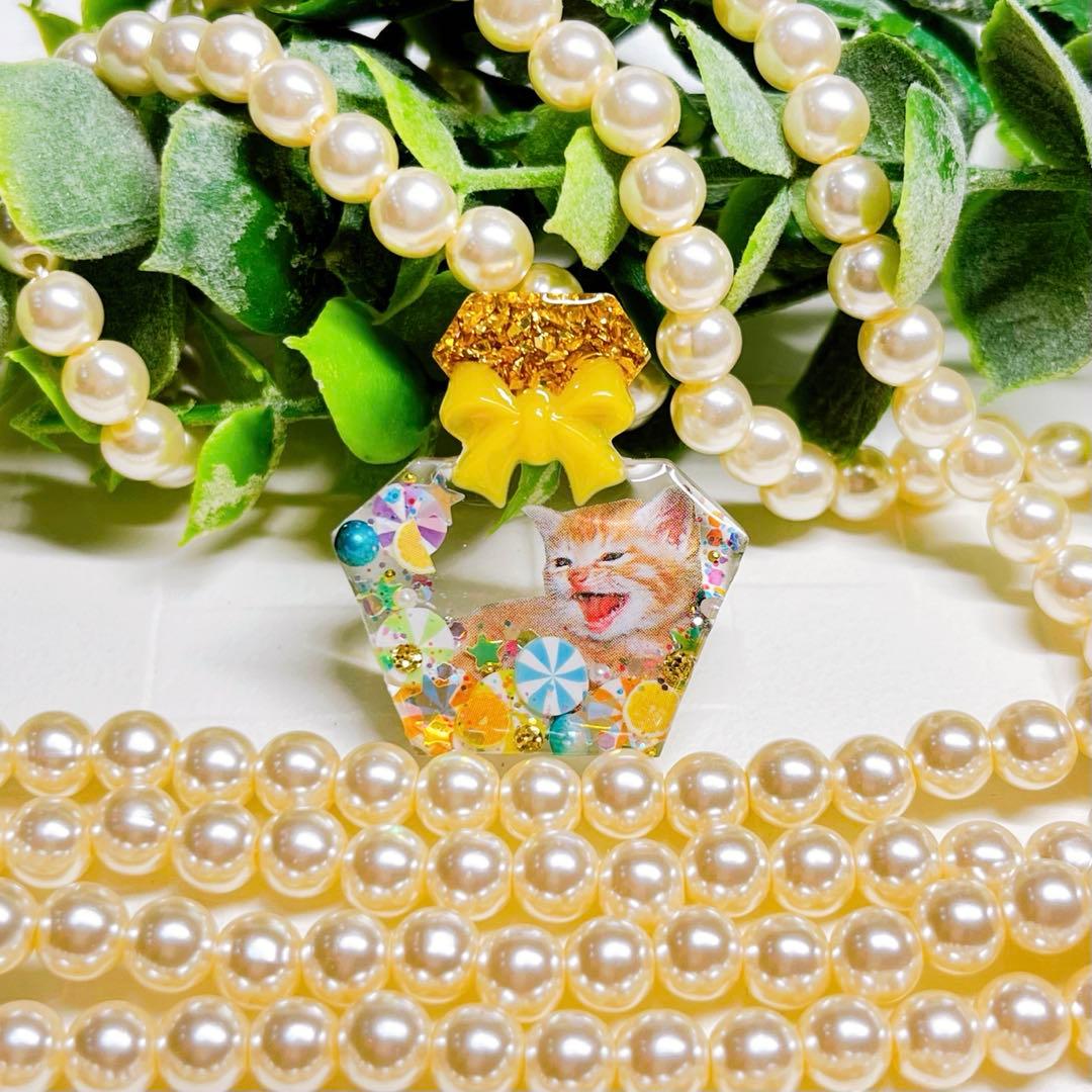 ひなた様レジンヘアゴム 茶白猫ちゃん キャンディポットNo.1447