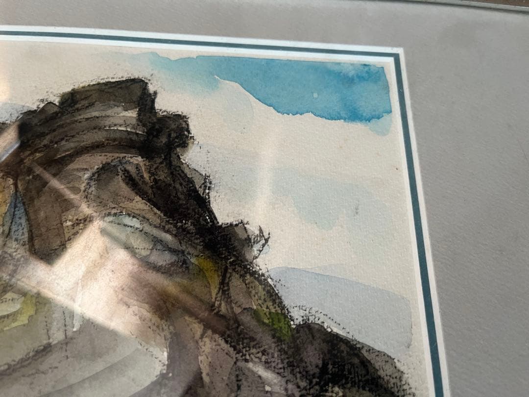 【真作】屋良朝春 F10号 水彩画「沖縄海岸風景」内閣総理大臣賞画家 額装