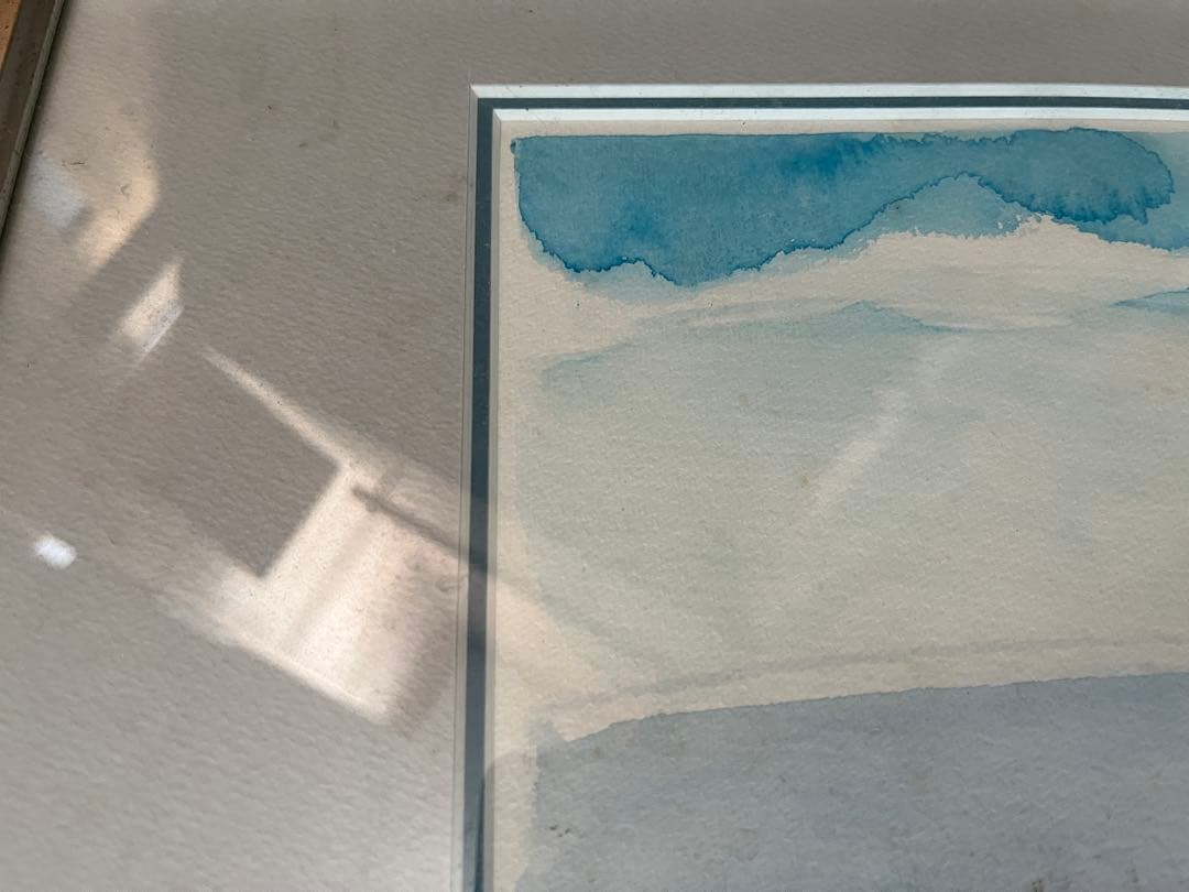 【真作】屋良朝春 F10号 水彩画「沖縄海岸風景」内閣総理大臣賞画家 額装