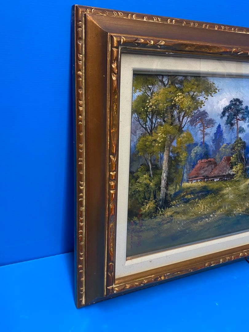 油彩画 油絵　軽井沢風景　山田國三郎　作　当時物　現状品