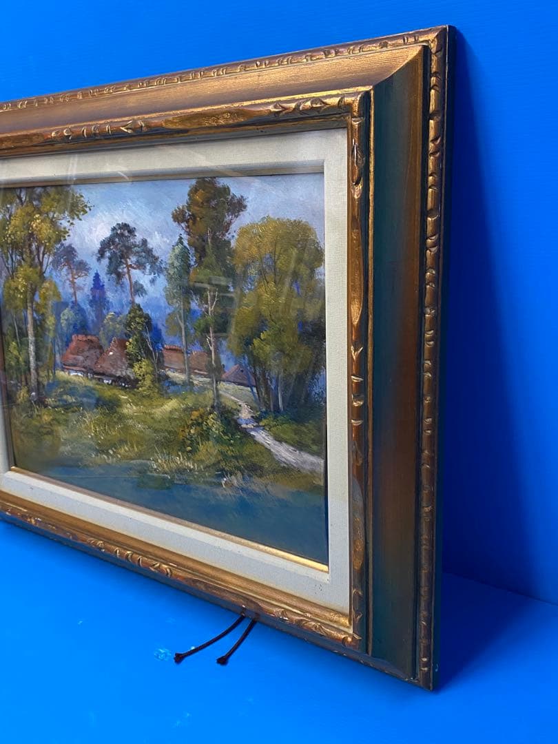 油彩画 油絵　軽井沢風景　山田國三郎　作　当時物　現状品